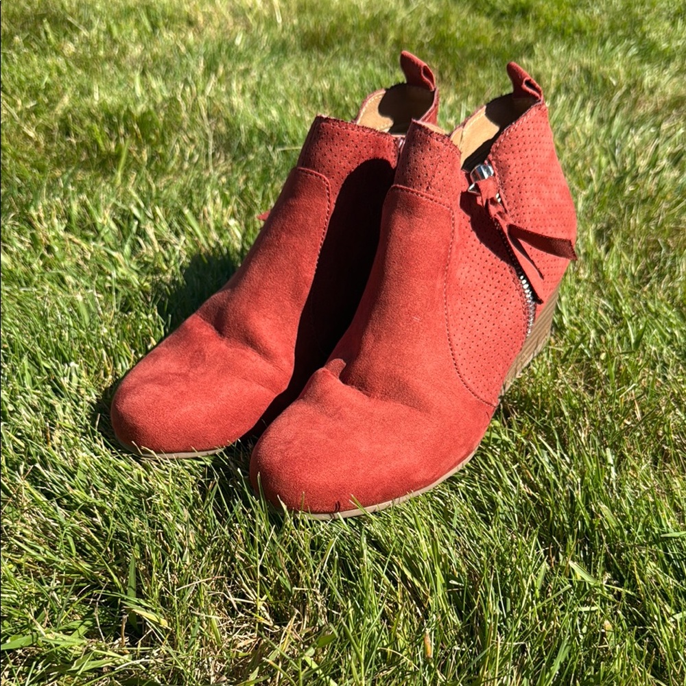 Dolce Vita Red Suede Ankle Booties